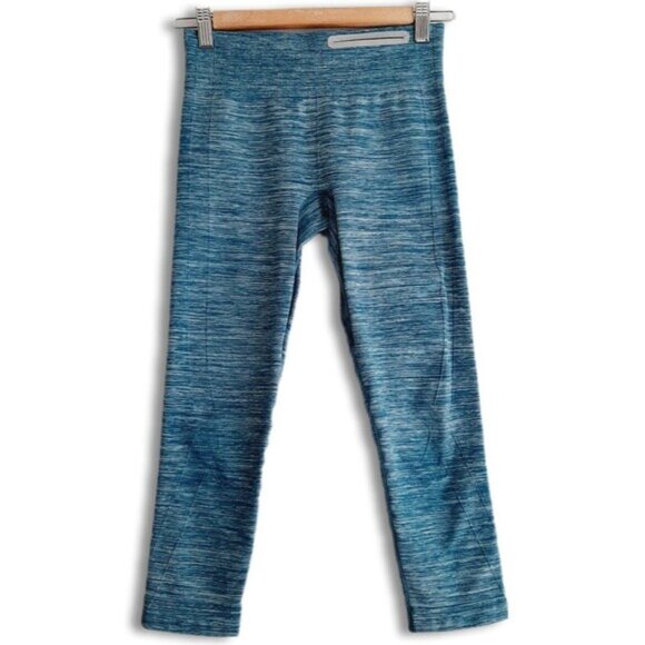 UNDER ARMOUR HeatGear Compression Crop Athletic Leggings Melange Blue Sz S - Picture 2 of 15